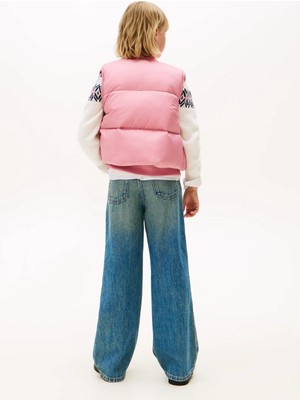 Tommy Hilfiger Kadın / Kız Pembe Tommy Hilfiger Branded Puffer Pembe Kız Çocuk Yelek
