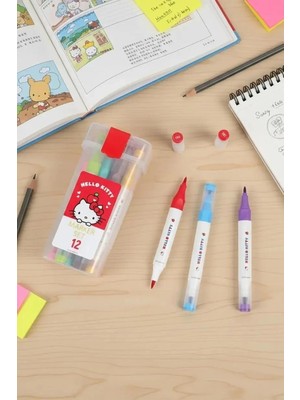 Zemira Miniso Hello Kitty Elma Koleksiyonu 12 Renkli Marker Set, 2015139010101