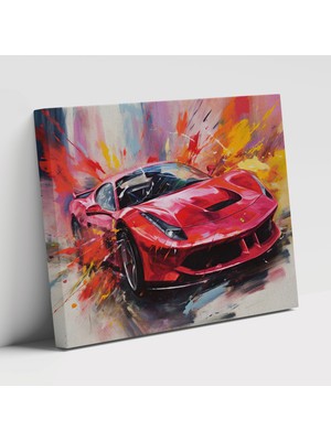 Painted Anarchy Spor Araba Dinamizm Canlı Renklerle Süslü Tasarım Kanvas Duvar Tablosu