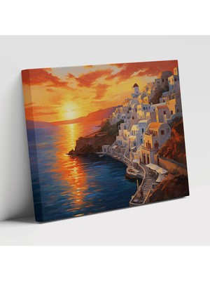 Painted Anarchy Santorini Manzaralı Gerçekçi Kanvas Duvar Tablosu