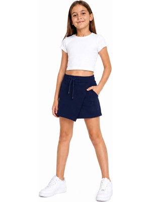 Cansın Mini Lacivert Kız Çocuk Beli Lastikli Basic Okul Şort Etek  24757