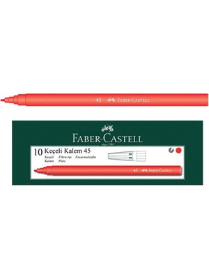 Zemira Faber-Castell Iğne Uçlu Keçeli Kalem Seti, 10’lu, Kırmızı Renk, Havalandırmalı Kapak, Kağıt Kart