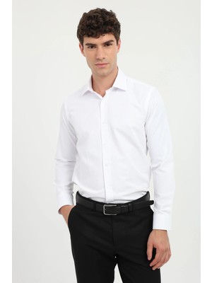 Dufy Erkek Slim Fit Uzun Kol Beyaz Gömlek
