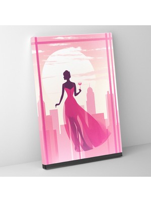 Painted Anarchy Retro Şehir Manzarası Pembe Çok Renkli Barbie Temalı Dekoratif Görsel Duvar Tablosu