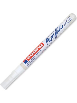 Zemira Edding 5300 Akrilik Markör Ince - Beyaz - 1 Su Geçirmez Akrilik Markör - Ince Yuvarlak Uçlu 1-2 mm