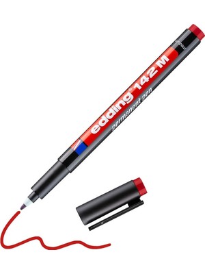 Zemira Edding 142 M Permanent Kalem - Asetat Kalemi - Kırmızı - 1 Kalem - Yuvarlak Uç 1 mm