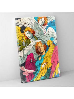 Painted Anarchy Çizgi Roman Melekleri Klasik ve Popart Tarzında Çağdaş Sanat Teması Duvar Tablosu