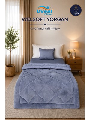 Uysal Yorgan Welsoft %100 Pamuklu Tek Kişilik Yorgan ANTRASİT