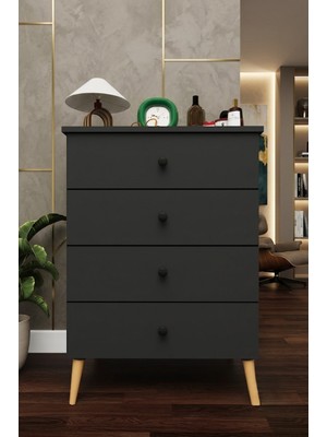 Asra Trend Lüks 4 Çekmeceli Şifonyer Komodin %100 MDF Çok Amaçlı Düzenleyici ŞF01