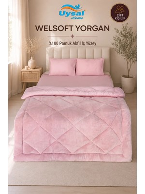 Uysal Yorgan Welsoft %100 Pamuklu Çift Kişilik Yorgan PUDRA