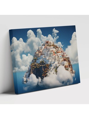 Painted Anarchy Santorini Manzara Dijital Sanat Dekoratif Kanvas Tablo