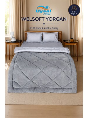 Uysal Yorgan Welsoft %100 Pamuklu Çift Kişilik Yorgan GRİ