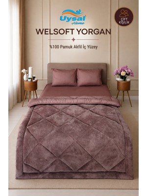 Uysal Yorgan Welsoft %100 Pamuklu Çift Kişilik Yorgan GÜL KURUSU