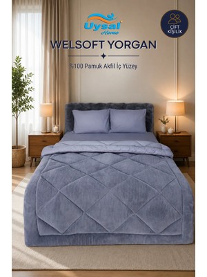 Uysal Yorgan Welsoft %100 Pamuklu Çift Kişilik Yorgan ANTRASİT