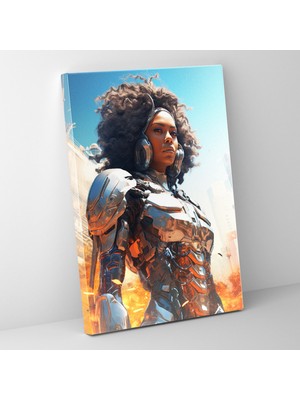 Painted Anarchy Afro Yüksek Teknoloji Şehir ile Futuristik Tasarım Kanvas Tablo