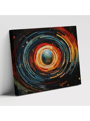 Painted Anarchy Satürn Mozaik Dünya Soyut Canlı Renkler ile Parçaları Kanvas Tablo