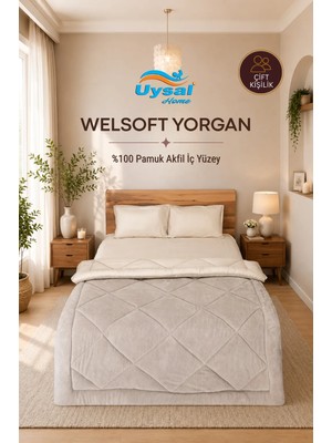 Uysal Yorgan Welsoft %100 Pamuklu Çift Kişilik Yorgan BEJ