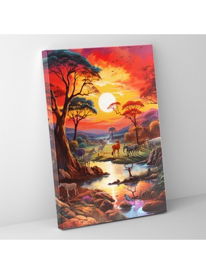 Painted Anarchy Afrika Manzarası ile Sanatı Dekoratif Kanvas Tablo