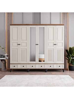 Monzio Terra 6 Kapaklı Çekmeceli Gardırop Tamamı Mdf (Aytaşı)