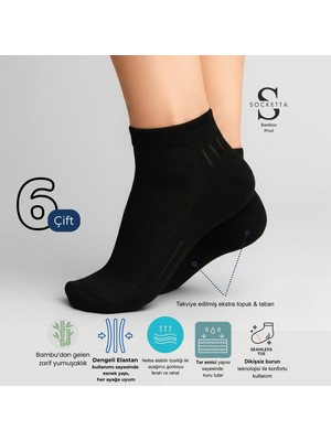 Socketta Kadın Bambu Dikişsiz 6'lı Esnek Patik Çorap – Premium
