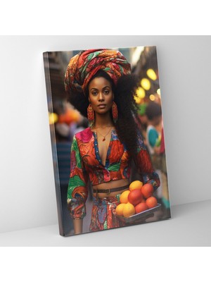 Painted Anarchy Afro Kalabalık Pazar Manzarası Kanvas Duvar Tablosu