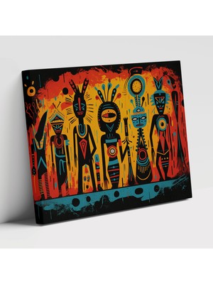 Painted Anarchy Mezolitik Motifli Pop Sanat Illüstrasyonu ile Canlı Figürler Duvar Tablosu
