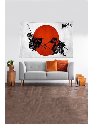 Zemira Pelangi Bej Samuray Desenli Tutmaz Kadife Kumaş Duvar Örtüsü Duvar Halısı Tapestry YWLL465, 70