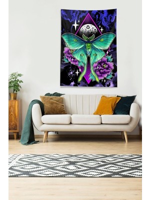 Zemira Pelangi Multirenk Butterfly Tutmaz Kadife Kumaş Duvar Örtüsü Duvar Halısı Tapestry Dwl