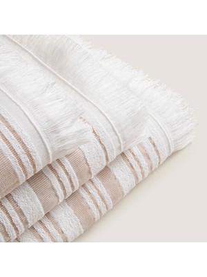 Chakra Derın Bambu Banyo Havlusu 100X150 Cm Beyaz/Bej