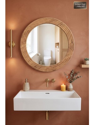Montesev Antik Ahşap Oval Dekoratif Ayna Banyo Wc Lavabo Aynası Dresuar Boy Koridor Oda Konsol Mutfak Makyaj Aynası By-X