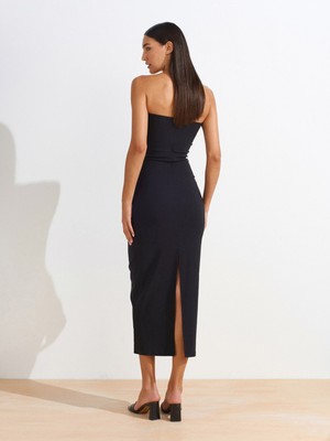 Dilvin 91368 Straplez Midi Elbise
