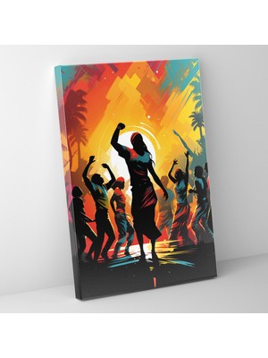 Painted Anarchy Afrobeat Dansı Temalı Müzikal Figürlerle Dekoratif Dekoratif Kanvas Tablo