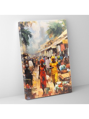 Painted Anarchy Afro Temalı Afro Market Tasarımı Kanvas Duvar Tablosu