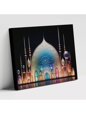 Painted Anarchy Pastel Renklerde ile Cami Temalı Çağdaş Sanat Kanvas Duvar Tablosu