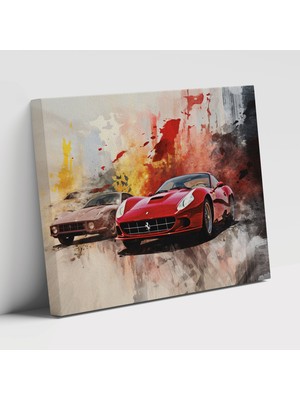 Painted Anarchy Spor Araba Temalı Sanatı Çeşitli Spor Araba Modelleri ile Tasarım Dekoratif Kanvas Tablo