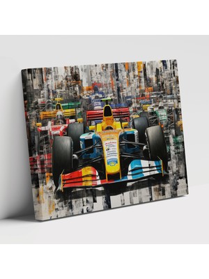 Painted Anarchy Formula 1 Temalı Dijital Sanat ile Renkli Dekoratif Kanvas Tablo