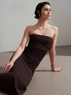 Dilvin 91368 Straplez Midi Elbise