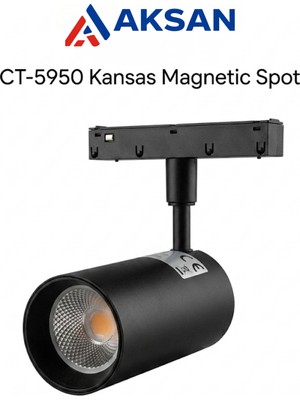 Cata CT-5950 Kansas 15W 48V Magnetic Mıknatıslı Ray Spot 3200K Günışığı Siyah (1200 Lümen)