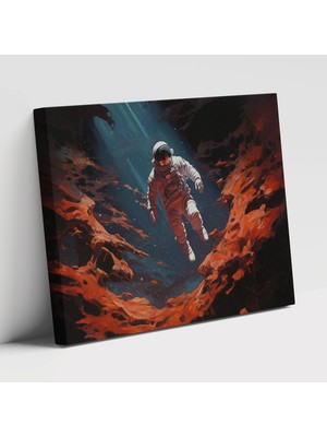 Painted Anarchy Astronot ve Galaksi Temalı Dünya Manzaralı Kanvas Duvar Tablosu