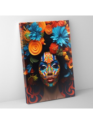 Painted Anarchy Soyut Afro Afro Motifli Canlı Renkler ile Tasarlanmış Kanvas Tablo