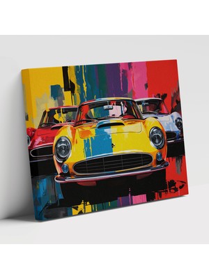 Painted Anarchy Spor Araba Temalı Sanatı Farklı Modellerin Pop Art Kolajı Duvar Tablosu