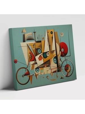 Painted Anarchy Kübist Bisiklet Bisiklet Sanatı ile Çoklu Perspektifler Dekoratif Kanvas Tablo