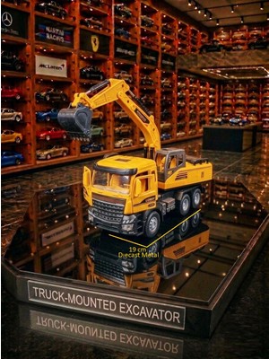 Oyuncak Sahili Excavatör Metal Ön Kafa Bölümlü Dozer Kepçe Kırılmaz Koleksiyon Model 19CM Iş Makinası Kapıları Açılır Işık Ses Efektli Piller Dahil