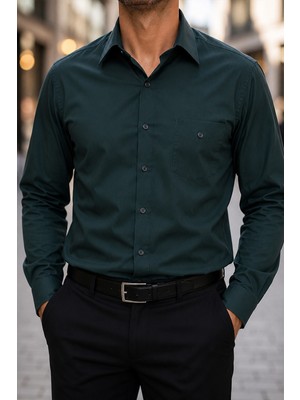 Beyome Erkek Klasik Gömlek Regular Fit Uzun Kollu %100 Pamuk Nefes Alan Şık Ofis Günlük