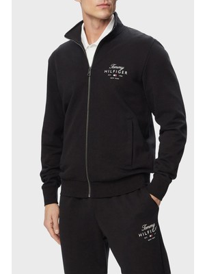 Tommy Hilfiger Logolu % 100 Pamuk Dik Yaka Fermuarlı Sweat Erkek Sweat MW0MW43219 Bds