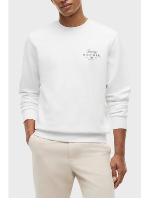 Tommy Hilfiger Logolu Pamuklu Regular Fit Bisiklet Yaka Sweat Erkek Sweat MW0MW43218 Ybr