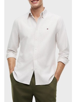 Tommy Hilfiger % 100 Pamuk Regular Fit Çizgili Gömlek Erkek Gömlek MW0MW36238 0AA
