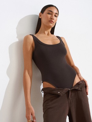Dilvin 21053 Askılı Bodysuit-Beyaz