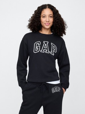 Gap Kadın Siyah Gap Logo Bisiklet Yaka Fleece Sweatshirt