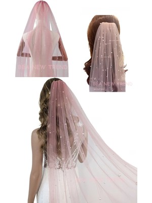 Bba New Trend Gelin Duvağı,gelinlik Aksesuarı Nikah ,incili Gelin Duvak,inci Duvak,gelin Boncuklu Gelin Duvak